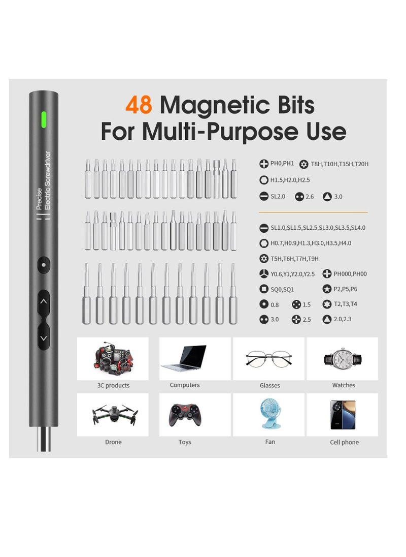 Arabest - 51 in 1 Electric Screwdriver Set, Portable Mini Rechargeable Cordless Precision Screwdriver with Battery & LED Light, Magnetic Driver Bits Set, Professional Repair Tool Kit for Electronics - Image 1