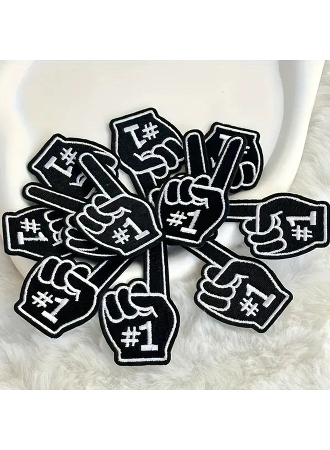 3pcs Black Victory Gesture Iron On Patches For DIY Clothing Hats Jeans Accessories - Image 5