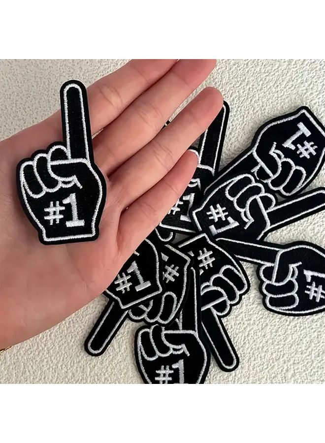 3pcs Black Victory Gesture Iron On Patches For DIY Clothing Hats Jeans Accessories - Image 1