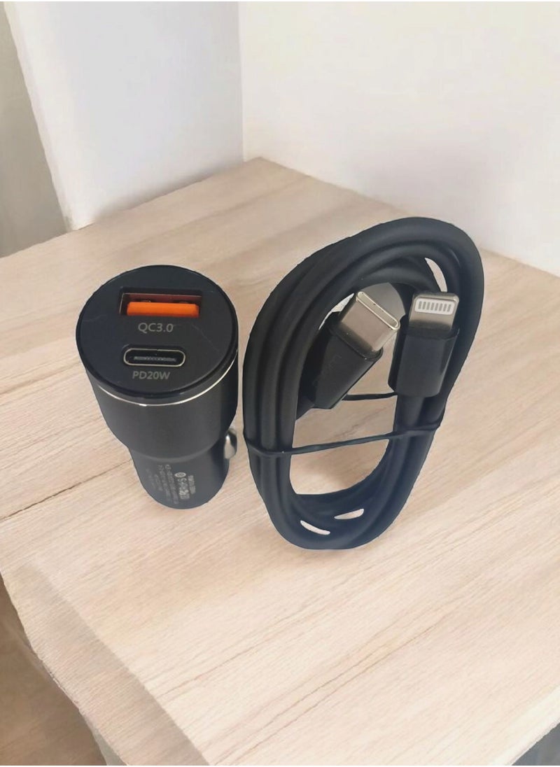 WUW 38W QC3.0 Fast Dual USB Car Charger  Set With Type-C Cable  - Image 1