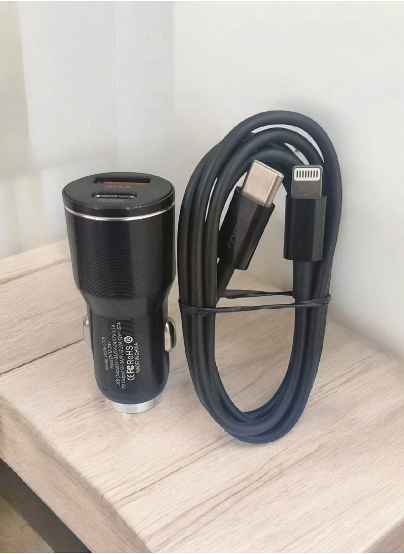 WUW 38W QC3.0 Fast Dual USB Car Charger  Set With Type-C Cable  - Image 2