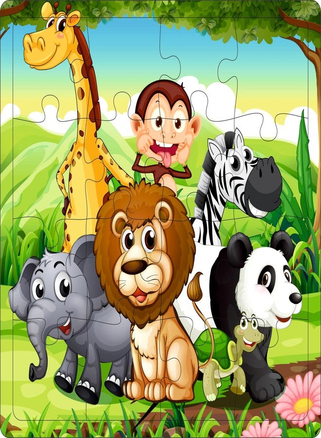 Fiddlys Fiddly's 16-Piece Wooden Jigsaw Puzzles for Kids Ages 3+, Double Layered Wooden Puzzles with Bright Front & Back Print (Mix World Pack of 4) - Image 5