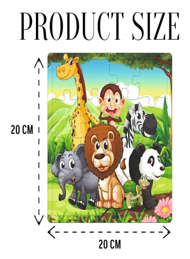 Fiddlys Fiddly's 16-Piece Wooden Jigsaw Puzzles for Kids Ages 3+, Double Layered Wooden Puzzles with Bright Front & Back Print (Mix World Pack of 4) - Image 2