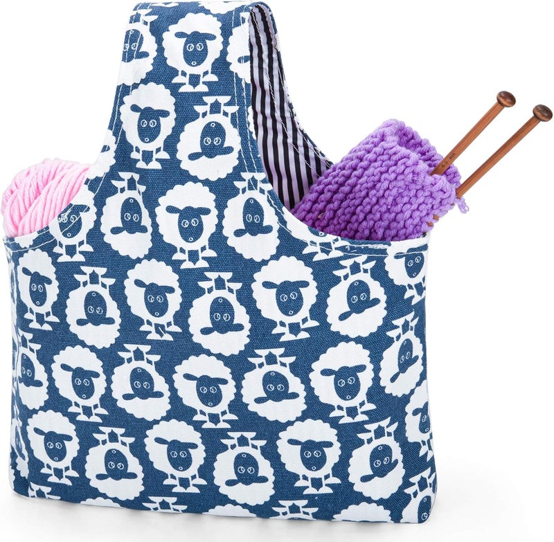 Teamoy Knitting Tote Bag(L12.2 x W7.5), Travel Project Wrist Bag for Knitting Needles(up to 11 Inches), Yarn and Crochet Supplies,Perfect Size for Knitting on The Go (Small, Sheep) - Image 1