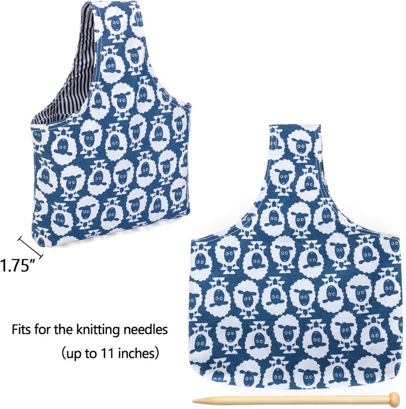 Teamoy Knitting Tote Bag(L12.2 x W7.5), Travel Project Wrist Bag for Knitting Needles(up to 11 Inches), Yarn and Crochet Supplies,Perfect Size for Knitting on The Go (Small, Sheep) - Image 2