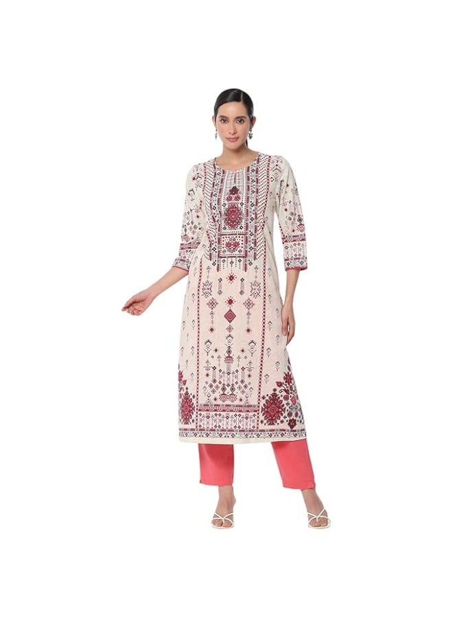 BIBA Women Cotton Straight Printed Kurta S - Image 4