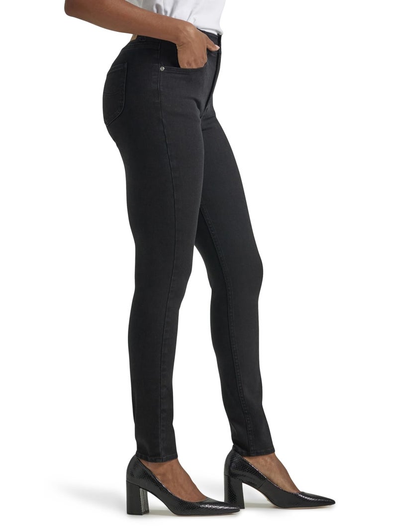 Lee Women's Ultra Lux Comfort Flex Motion High Rise Skinny Jean, Black, 12 - Image 2