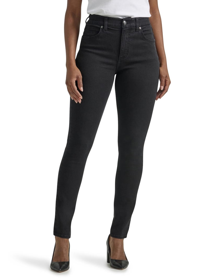 Lee Women's Ultra Lux Comfort Flex Motion High Rise Skinny Jean, Black, 12 - Image 1