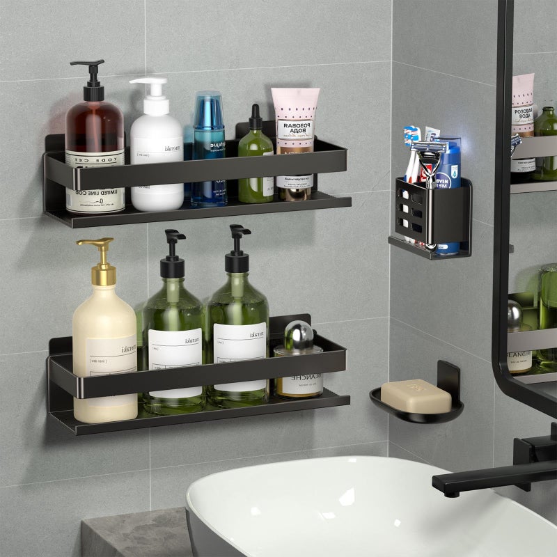 YESENT Shower Caddy,Shower Shelf 4 Pack - Bathroom Shower Shelf Rust-Proof Aluminum Adhesive Installation No Drilling Required, Suitable for Bathroom Storage and Home Decoration - Image 3