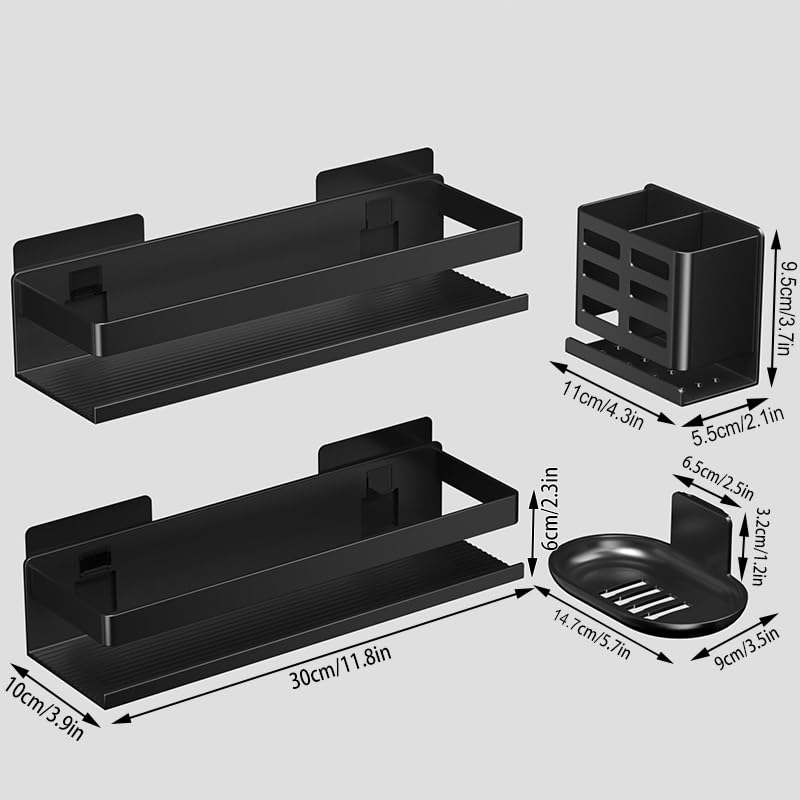 YESENT Shower Caddy,Shower Shelf 4 Pack - Bathroom Shower Shelf Rust-Proof Aluminum Adhesive Installation No Drilling Required, Suitable for Bathroom Storage and Home Decoration - Image 2