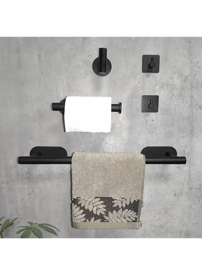 promass Bathroom Hardware Set, Bathroom Accessories Set Including 16'' Tower Bar, Towel Ring and Towel Hooks Bathroom Towel Rack Towel Bar Set Wall Mounted for Bathroom Kitchen(Black) - Image 2