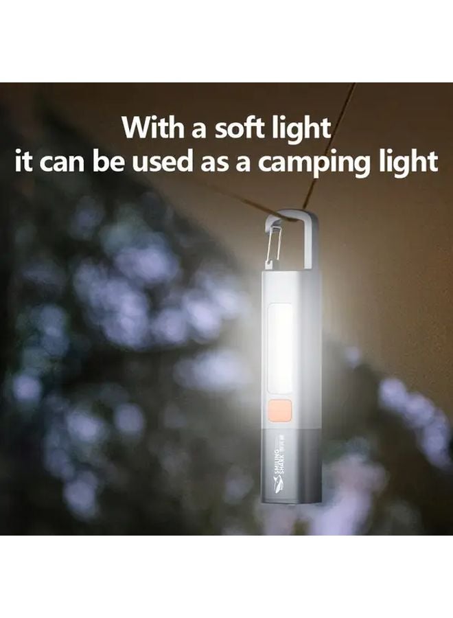 SD 1023XPE Gray Smiling Shark Rechargeable LED Flashlight Zoomable COB Side Light For Camping Hiking Home - Image 3