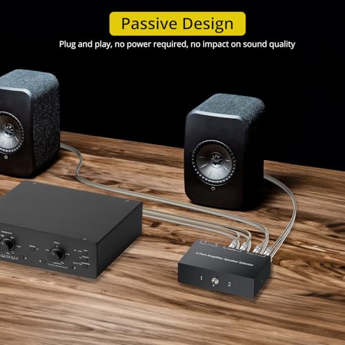 PROZOR 2(1)-in-1(2)-Out Amp Amplifier Speaker Switcher Selector, 2-Way Speaker switcher selector Box with A/B Switch and No External Power - Image 5