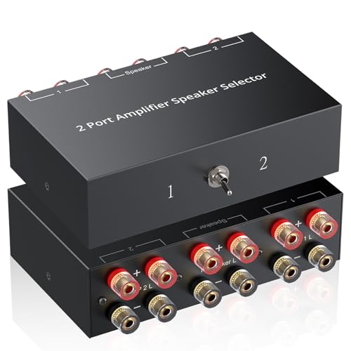 PROZOR 2(1)-in-1(2)-Out Amp Amplifier Speaker Switcher Selector, 2-Way Speaker switcher selector Box with A/B Switch and No External Power - Image 1