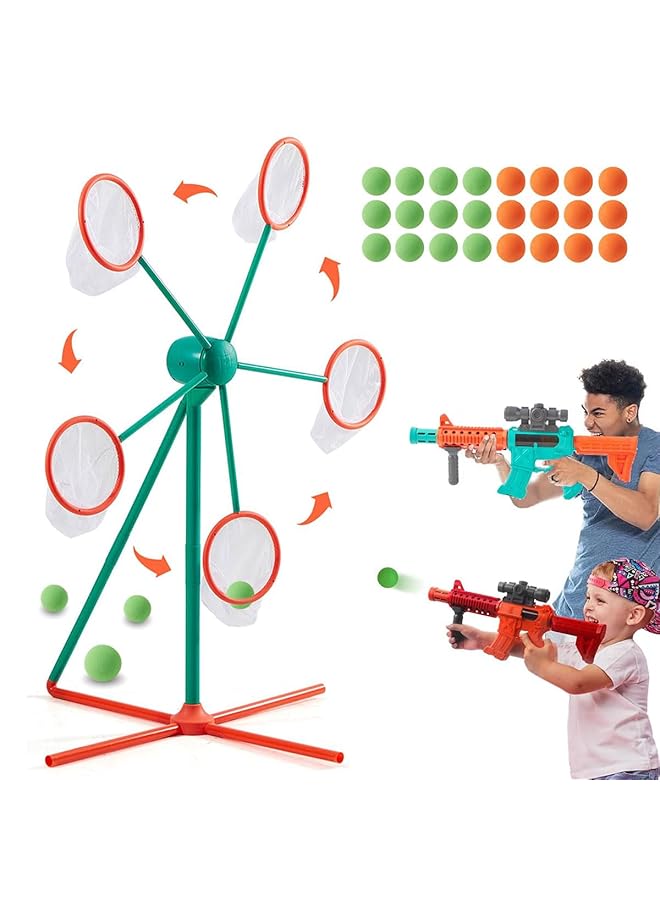 ECVV Shooting Game For Age 5 6 7 8 9 10+ Year Old Boys Kids Outdoor & Indoor Game With Big Moving Shooting Target 2 Guns & 24 Foam Balls Ideal Gifts For Cool Kids & Teens - Image 1