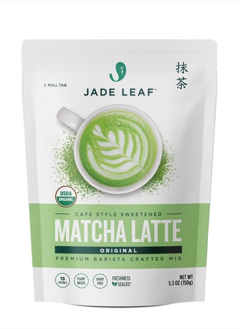 Organic Café Style Sweetened Matcha Latte Premium Barista Crafted Mix - Original - Authentically Japanese (5.3 Ounce Pouch)
