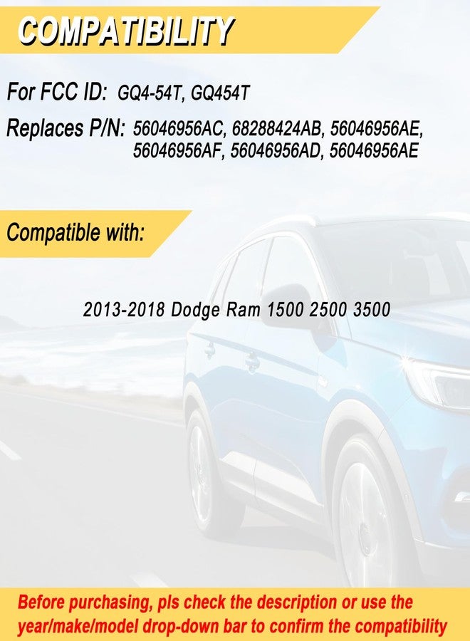 Vurkcy Key Fob Replacement for 2013 2014 2015 2016 2017 2018 Dodge Ram 1500 2500 3500,2Pcs - Image 2