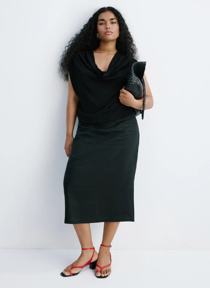 Mango Knitted Sweater With Draped Neck