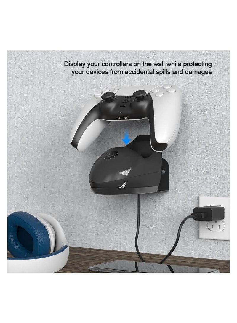 Captaintech PS5 Controller Charging Stand, Unique Shape Charging Station Wall Mount Compatible PS5 Stand PS5 Dualsense Controller Charger Fast Charging Led Indicator Charging Dock for PS5 Controllers - Image 3