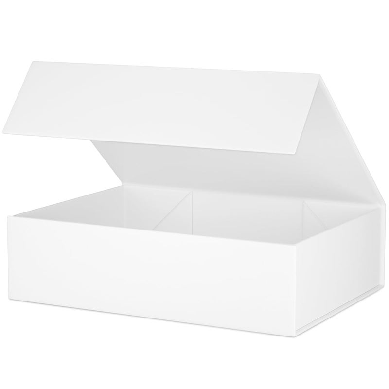 ROSTELACK White Gift Box 11.9" x 8.5" x 3.3" with Magnetic Closure Lid for Presents,Bridesmaid Gifts Boxe,Cute Box,Birthday Gift,Luxury for Gift Packaging, Magnetic Gift Boxes for Wrapping Gifts - Image 1
