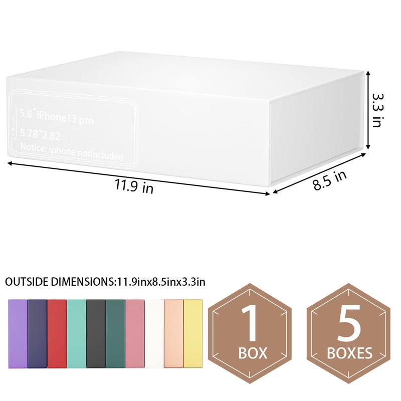ROSTELACK White Gift Box 11.9" x 8.5" x 3.3" with Magnetic Closure Lid for Presents,Bridesmaid Gifts Boxe,Cute Box,Birthday Gift,Luxury for Gift Packaging, Magnetic Gift Boxes for Wrapping Gifts - Image 2