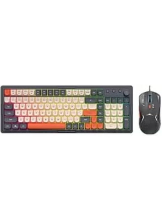 Wired Gaming Keyboard & Mouse Combo FV-Q908 – Ergonomic Design with Single-Color Backlight – Multicolor – PC & Laptop - Image 1
