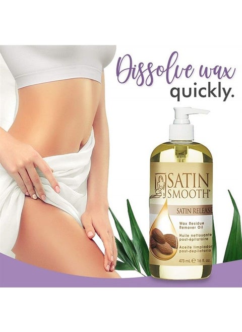Satin Smooth Satin Release® Wax Residue Remover Oil | Post-Waxing And Post Depilatory Moisturizer And Gentle Excess Wax Remover | Non Greasy Formula | 16 Fl. Oz.