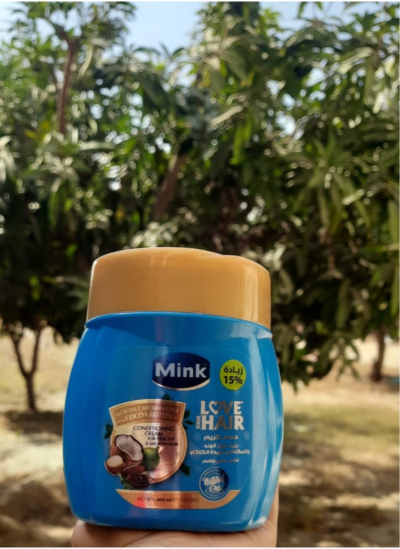 Mink - Love Your Hair Conditioning Cream with Coconut Macadamia Oils and Cocoa Butter 400ml - Image 1