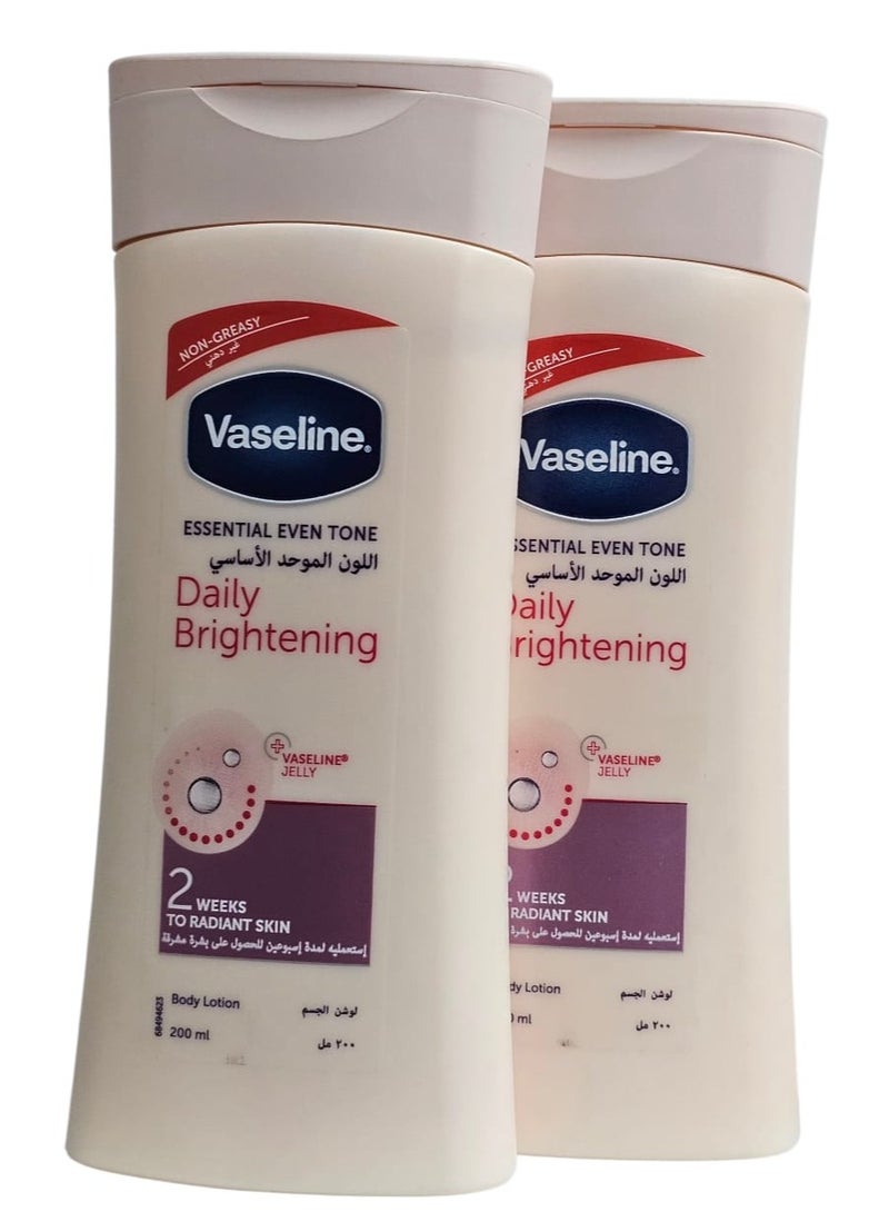 Vaseline Daily Body Brightening Lotion, Basic, Even Skin Tone 200+200ml