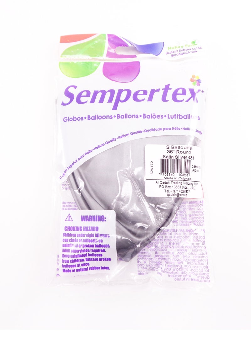Sempertex 30g Solid Latex Balloons, Satin Silver - Image 2
