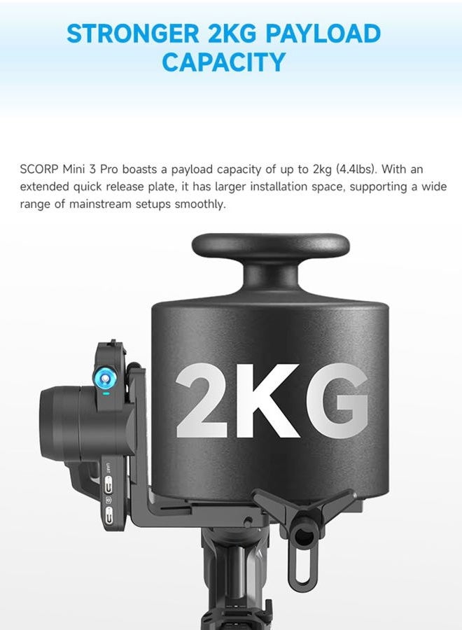 FeiyuTech SCORP Mini-3-Pro Gimbal Stabilizer for Camera Mirrorless/Compact/Action Cameras,Smartphone,18m AI Tracking,Detachable Remote Handle,4.4lbs Payload,3-axis Gimbal for Canon Sony Nikon - Image 5