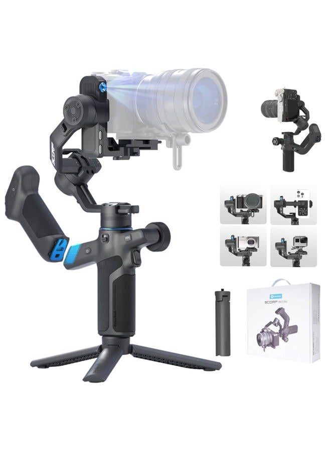 FeiyuTech SCORP Mini-3-Pro Gimbal Stabilizer for Camera Mirrorless/Compact/Action Cameras,Smartphone,18m AI Tracking,Detachable Remote Handle,4.4lbs Payload,3-axis Gimbal for Canon Sony Nikon - Image 1