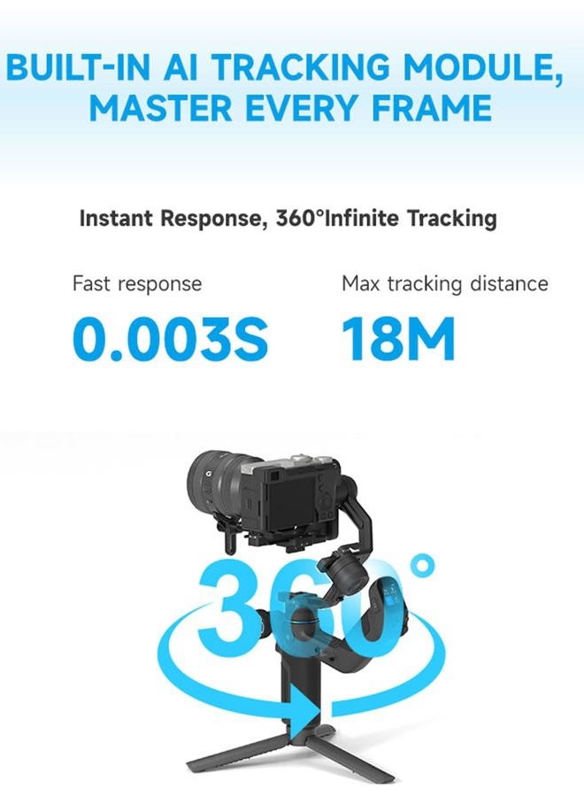 FeiyuTech SCORP Mini-3-Pro Gimbal Stabilizer for Camera Mirrorless/Compact/Action Cameras,Smartphone,18m AI Tracking,Detachable Remote Handle,4.4lbs Payload,3-axis Gimbal for Canon Sony Nikon - Image 3