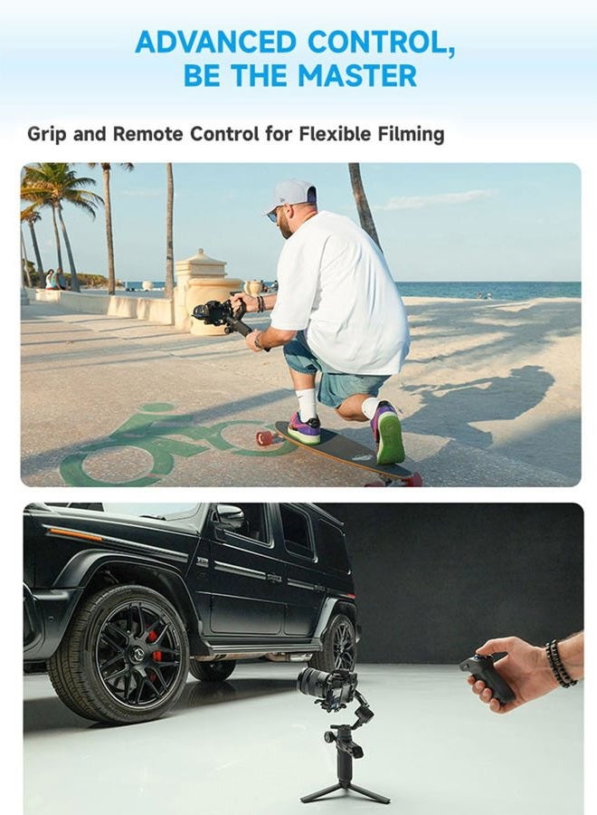 FeiyuTech SCORP Mini-3-Pro Gimbal Stabilizer for Camera Mirrorless/Compact/Action Cameras,Smartphone,18m AI Tracking,Detachable Remote Handle,4.4lbs Payload,3-axis Gimbal for Canon Sony Nikon - Image 4