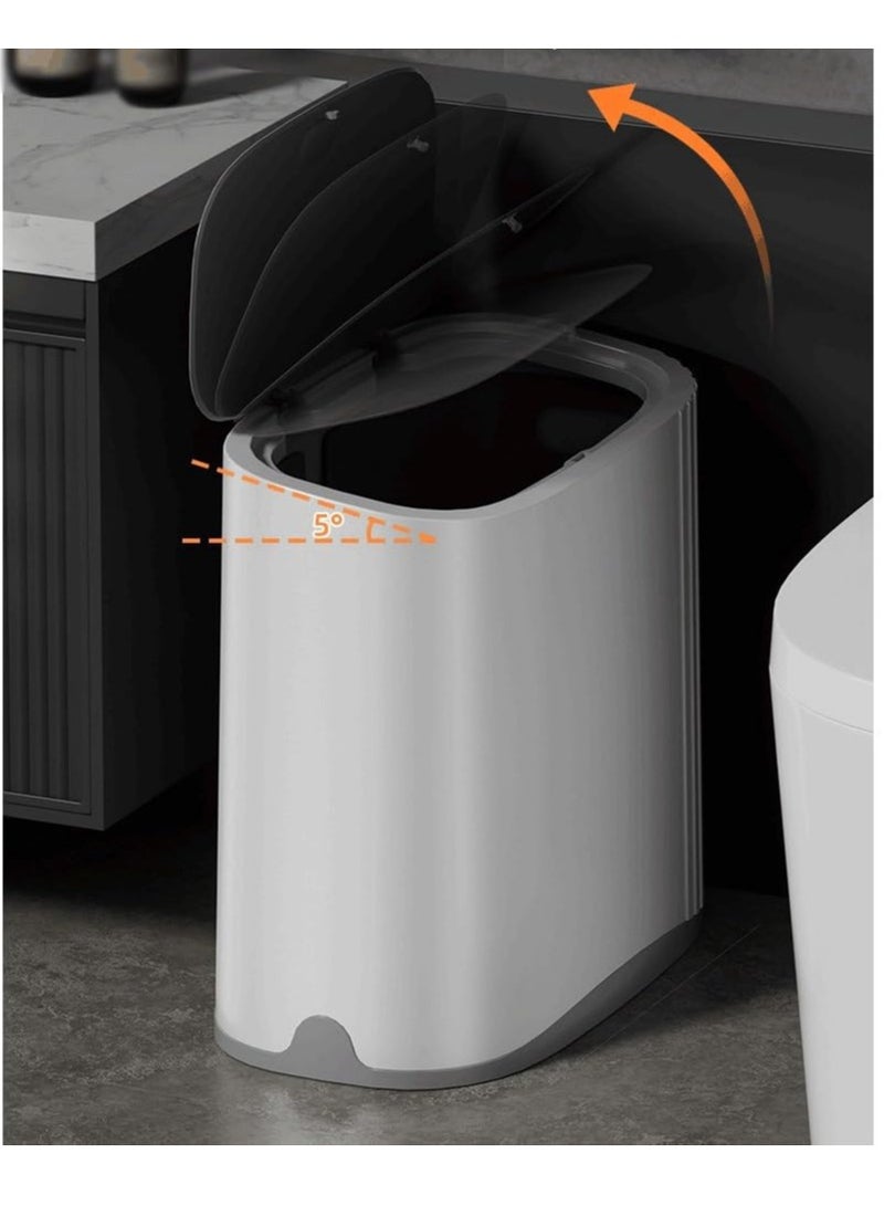 Bathroom Trash Can with Lid Narrow Waste Bins Living Room Garbage Can Kitchen Dustbin (Maroon) - Image 5