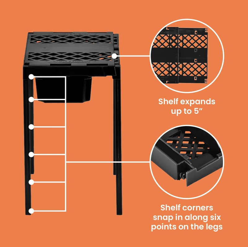 LockerMate Adjust-A-Shelf Locker Shelf & Organizer, Extends to Fit Your Locker, Includes Storage Drawer, Black - Image 4