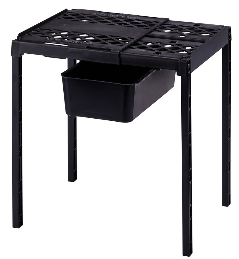 LockerMate Adjust-A-Shelf Locker Shelf & Organizer, Extends to Fit Your Locker, Includes Storage Drawer, Black - Image 1