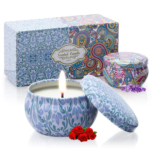 AGOL 2 Pack Scented Candles, 2.5 oz Aromatherapy Candles for Home Scented, Natural Soy Candles with Floral Scents, Portable Small Jar Candle Set for Travel, Spa, Bath, Yoga, Home Decor Candle - Image 1