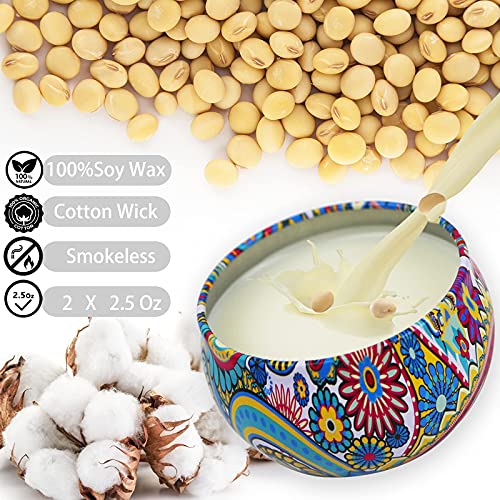 AGOL 2 Pack Scented Candles, 2.5 oz Aromatherapy Candles for Home Scented, Natural Soy Candles with Floral Scents, Portable Small Jar Candle Set for Travel, Spa, Bath, Yoga, Home Decor Candle - Image 2