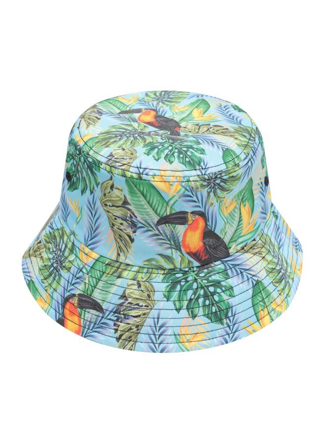 ZLYC Unisex Cute Print Bucket Hat Summer Travel Fisherman Cap for Women Men Teens (Tropical Toucans Blue) - Image 1