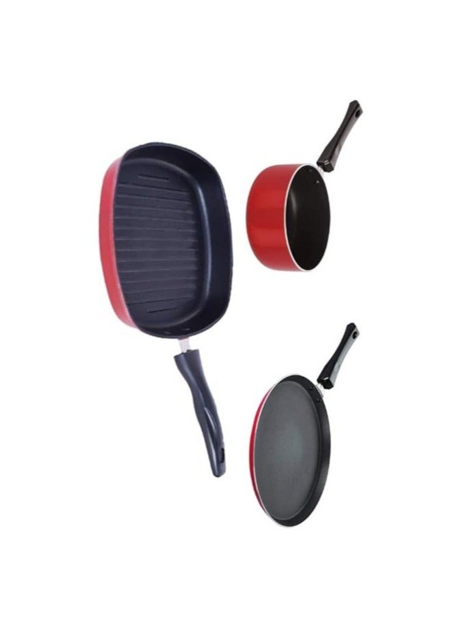 Nirlon Non Stick Aluminium Pfoa Free Non-Toxic Durable cookware Set of 3 Pieces - Image 3