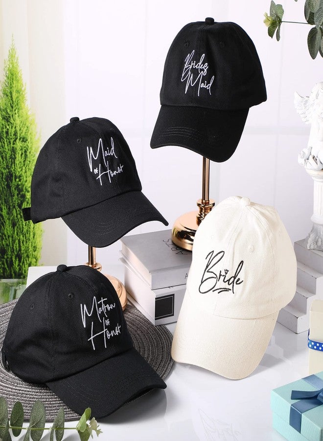 Unittype 8 Pcs Bachelorette Hats Bride Hats for Bachelorette Party Bridesmaid Bride Baseball Cap for Bridal Wedding Trip (Black, White) - Image 4