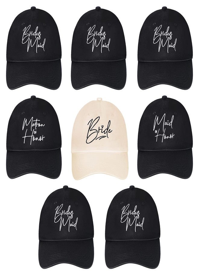 Unittype 8 Pcs Bachelorette Hats Bride Hats for Bachelorette Party Bridesmaid Bride Baseball Cap for Bridal Wedding Trip (Black, White) - Image 1