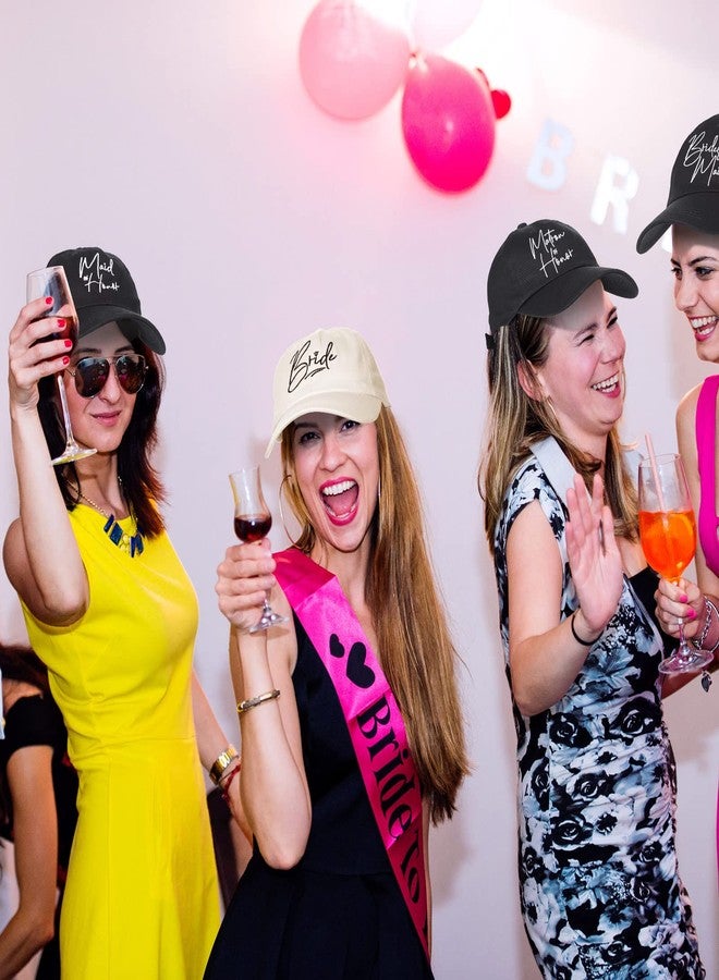Unittype 8 Pcs Bachelorette Hats Bride Hats for Bachelorette Party Bridesmaid Bride Baseball Cap for Bridal Wedding Trip (Black, White) - Image 5
