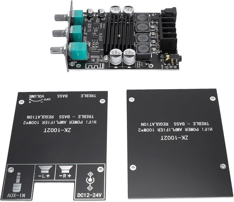 100W 2 Channel Stereo Amplifier Board with BT 5.0 AUX Bass Treble Control DC 12 24V - Image 5