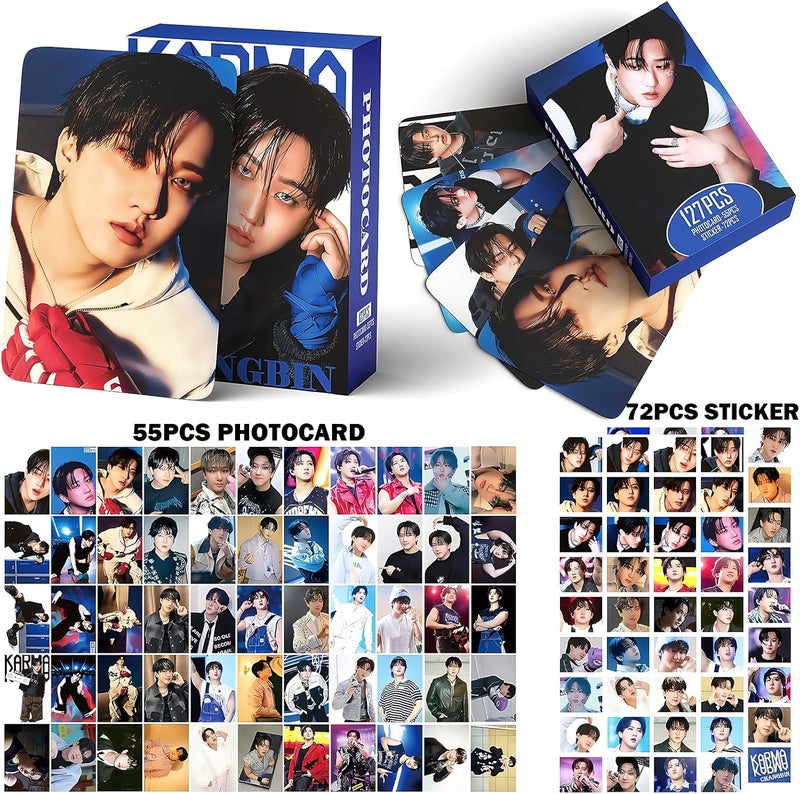 PYAJUU Stray Kids KARMA Photocards 127PCS KARMA Album Photo Card Set Stray Kids The 4th Album Merch 55 PCS Photocard and 72 PCS Stickers Gift for STAY Straykids 2025 Gift Set (CHANGBIN) - Image 2