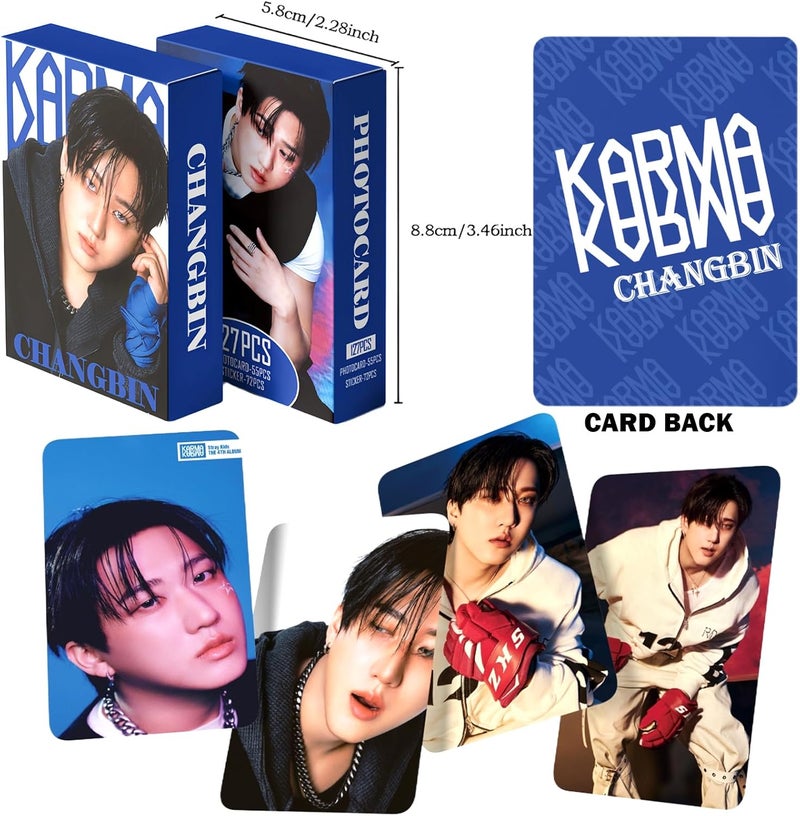 PYAJUU Stray Kids KARMA Photocards 127PCS KARMA Album Photo Card Set Stray Kids The 4th Album Merch 55 PCS Photocard and 72 PCS Stickers Gift for STAY Straykids 2025 Gift Set (CHANGBIN) - Image 4