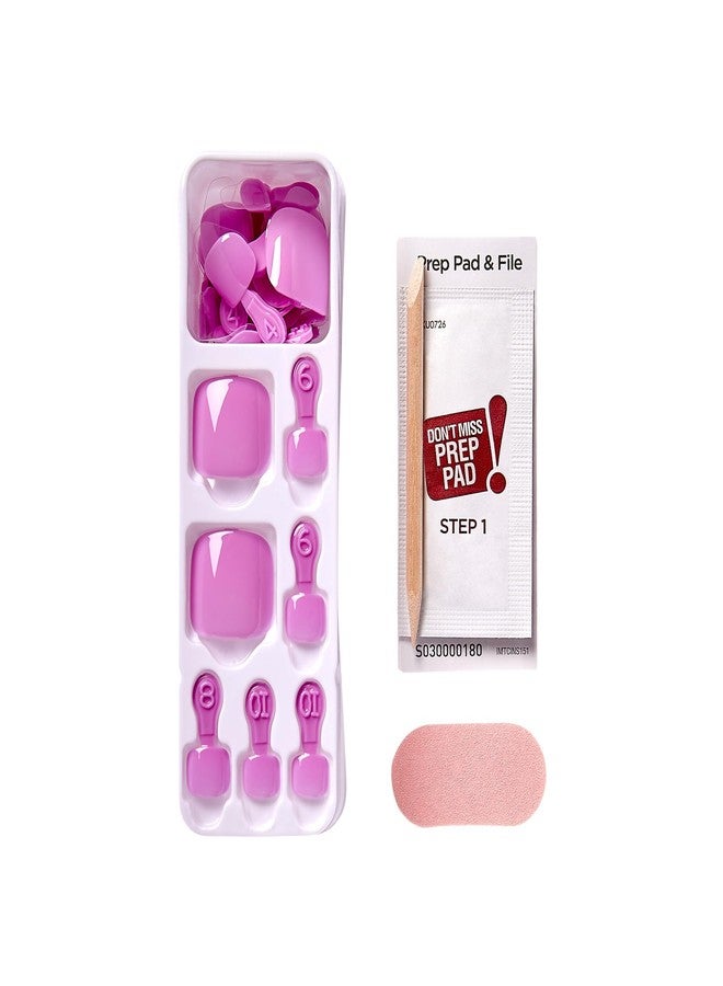 Impress KISS imPRESS Color No Glue Pedi Press-On Toenails, Pink Squoval Shape, Includes 24 Nails, Prep Pad, 1 Manicure Stick, 1 Mini File - Image 3