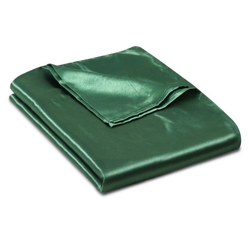 Ersmak Satin Flat Sheet Only  Single Flat Sheet Queen  Luxury & Ultra Soft Silky Bedding Top Sheet for Queen Mattress - Emerald Green - Image 1