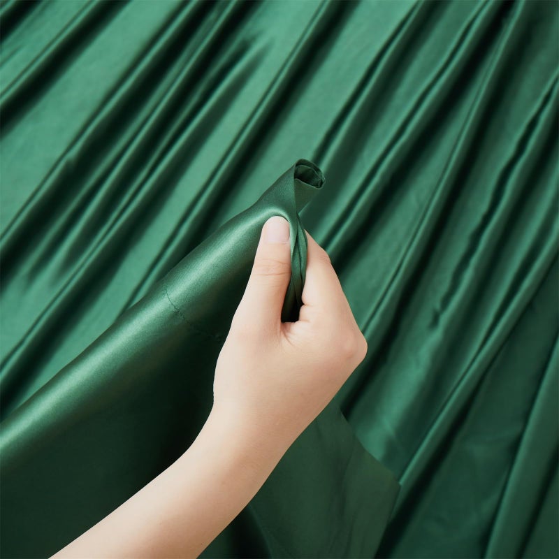 Ersmak Satin Flat Sheet Only  Single Flat Sheet Queen  Luxury & Ultra Soft Silky Bedding Top Sheet for Queen Mattress - Emerald Green - Image 5